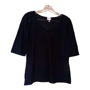 Armani Collezioni Elegant Black Textured Top